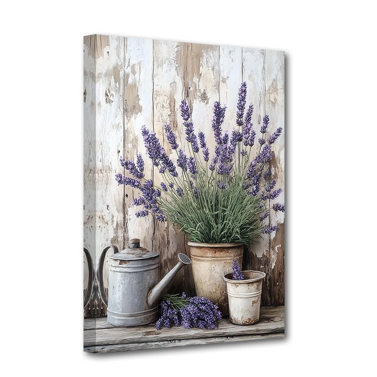 CXHOSTENT Lavender Canvas Wall Art Purple Floral Painting Country Flower Picture Print Rustic Farmhouse Kitchen Bedroom Decor Frame (30.00 x 45.00 cms)