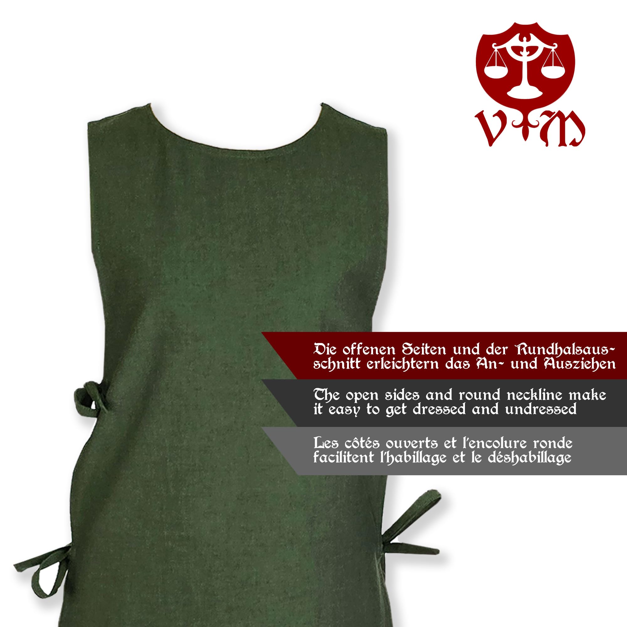 Vestido vikingo clásico Lykke- algodón azul, rojo, verde, negro o marrón medieval, LARP, recreación