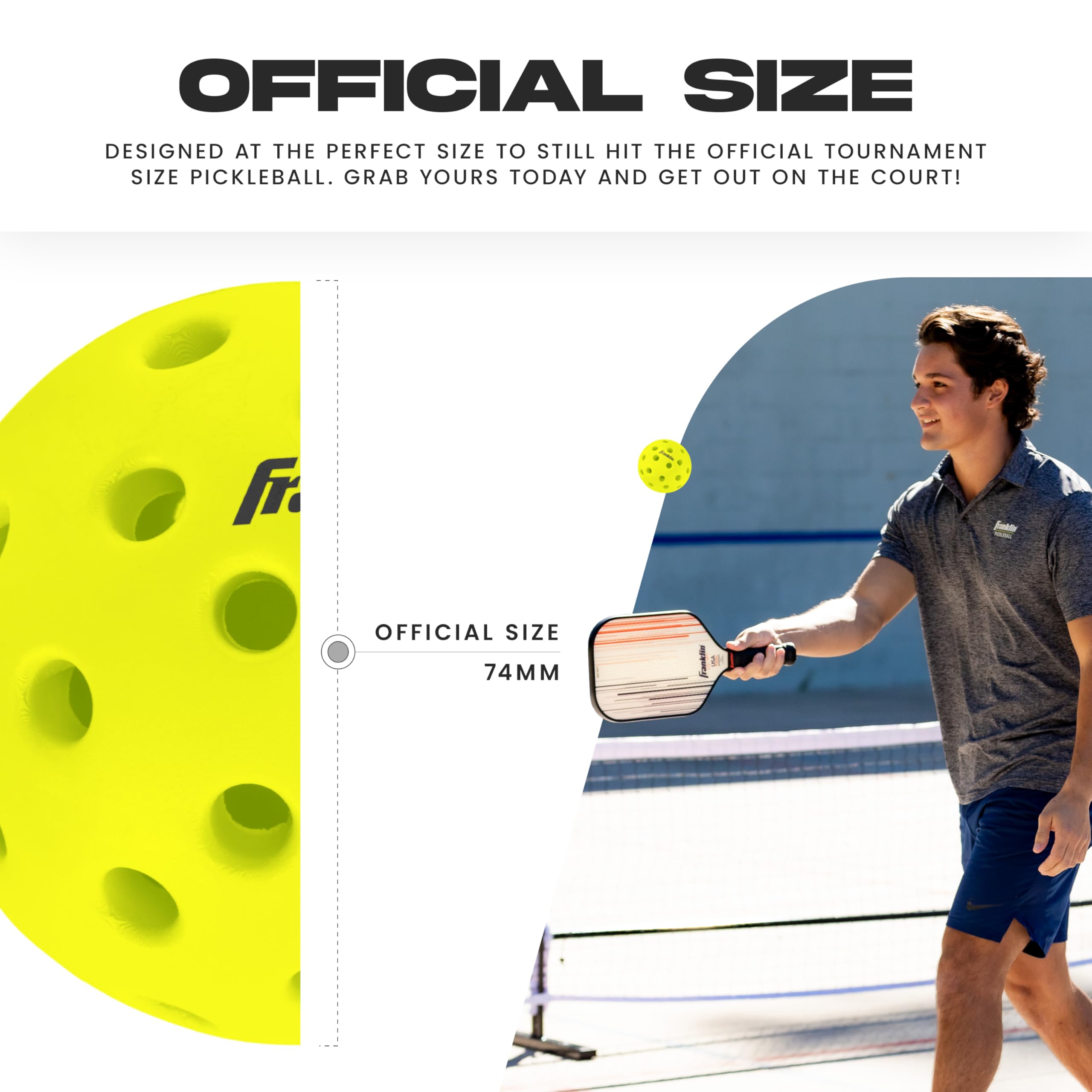 Franklin Sports Silent Serve, Palline da Pickleball, silenziose, riduzione del Rumore, Gioco Silenzioso, Confezione da 3