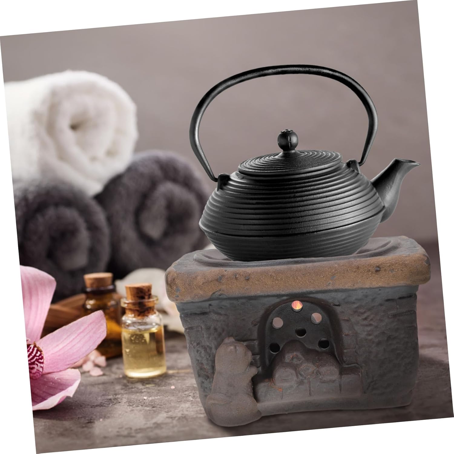 Retro Style Ceramic Teapot Warmer Heat Resistant Tea Stove Base Home Decor Decorative Teapot Heater for Candle Heat Preservation