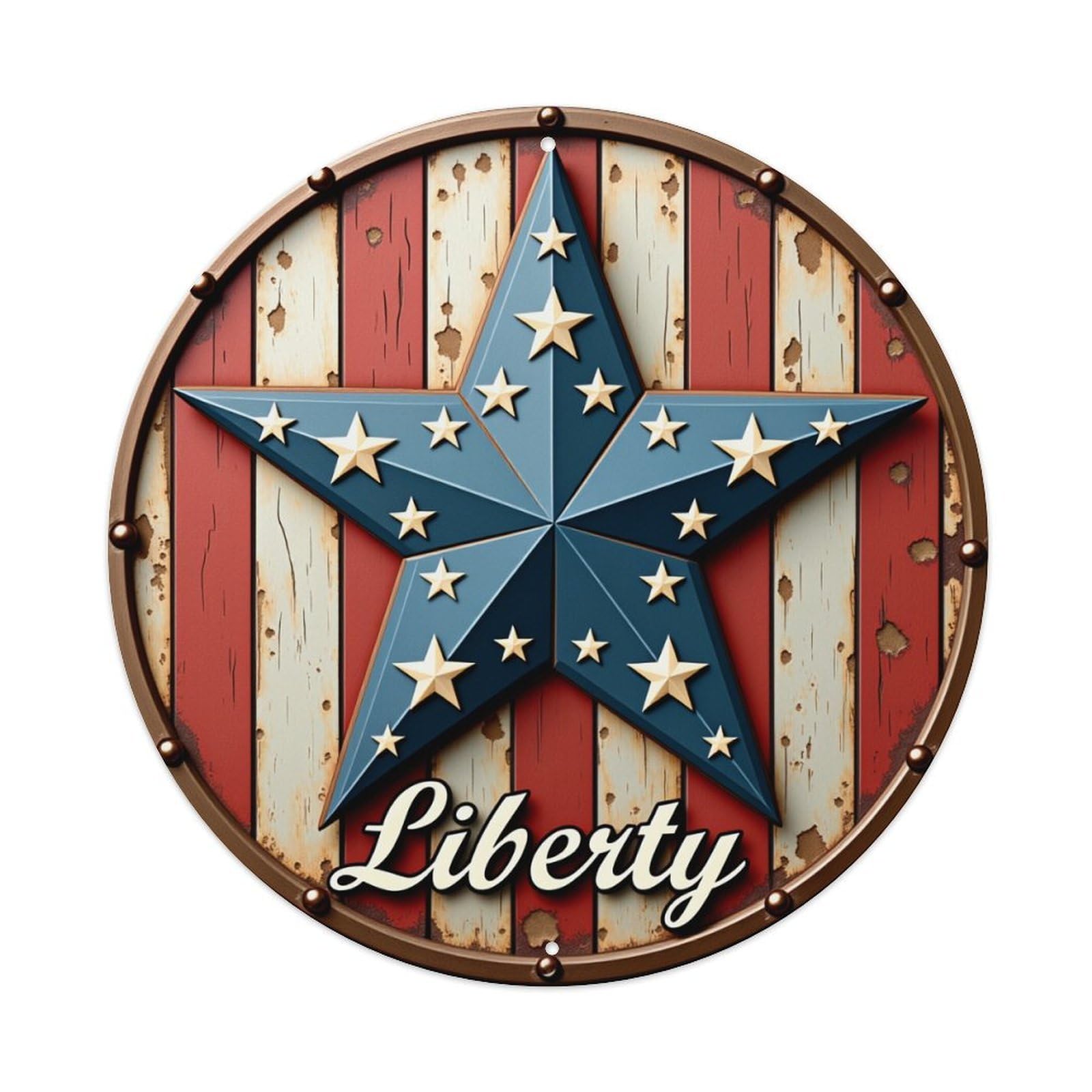 American Flag Star Liberty Metal Tin Sign Plaque
