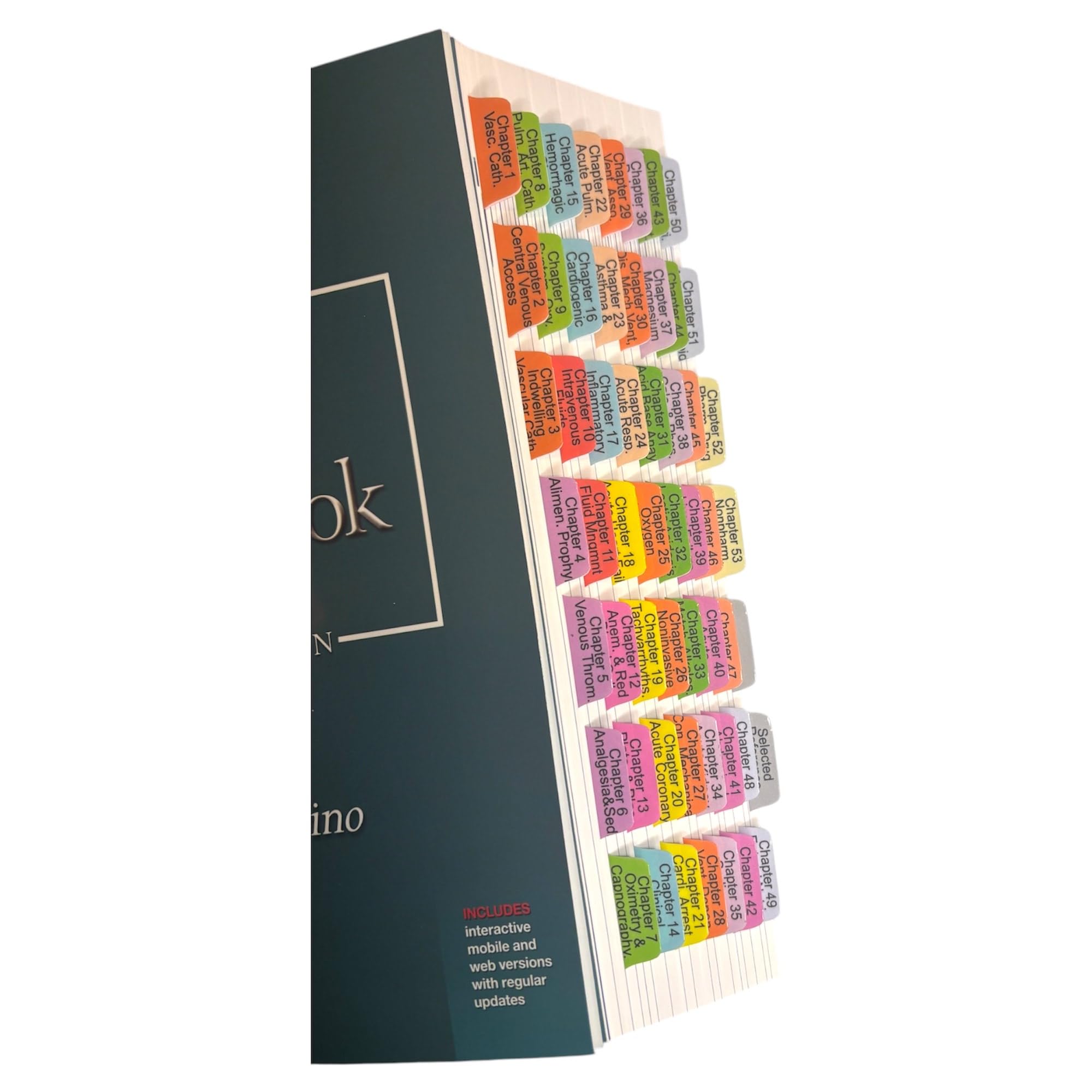 Book Tabs for Marino's The ICU Book 5th Edition. Laminated, Color-Coded, and Removable with Alignment Card for Easy Installation (Book not Included)