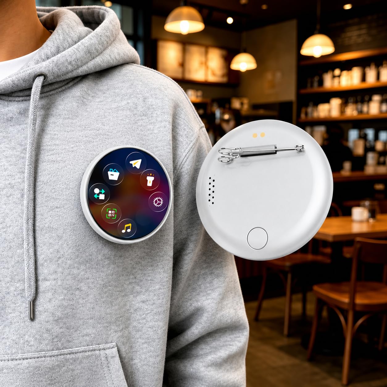 Qawachh Smart Digital Badge Customizable Display with Photo/GIF/Video,Rechargeable Battery Easy Clip Design Redefine Dynamic Brooch Ultra-thin 10mm 1.85-inch HD Screen-image-11