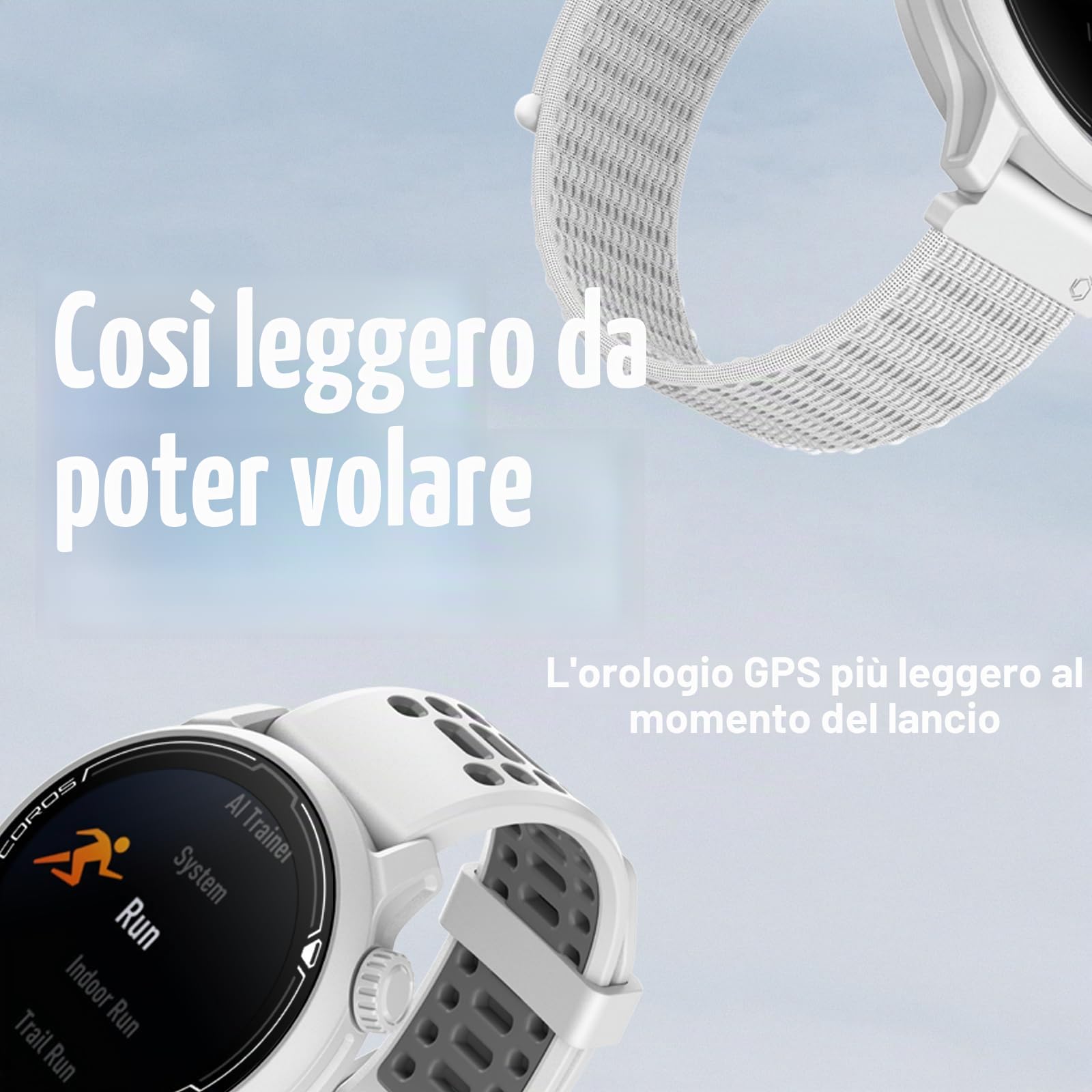 COROS PACE 2 Premium GPS orologio sportivo con cinturino in nylon o silicone, cardiofrequenzimetro, batteria GPS completa 30 ore, barometro, porte ANT + BLE, Strava, Stryd & TrainingPeaks