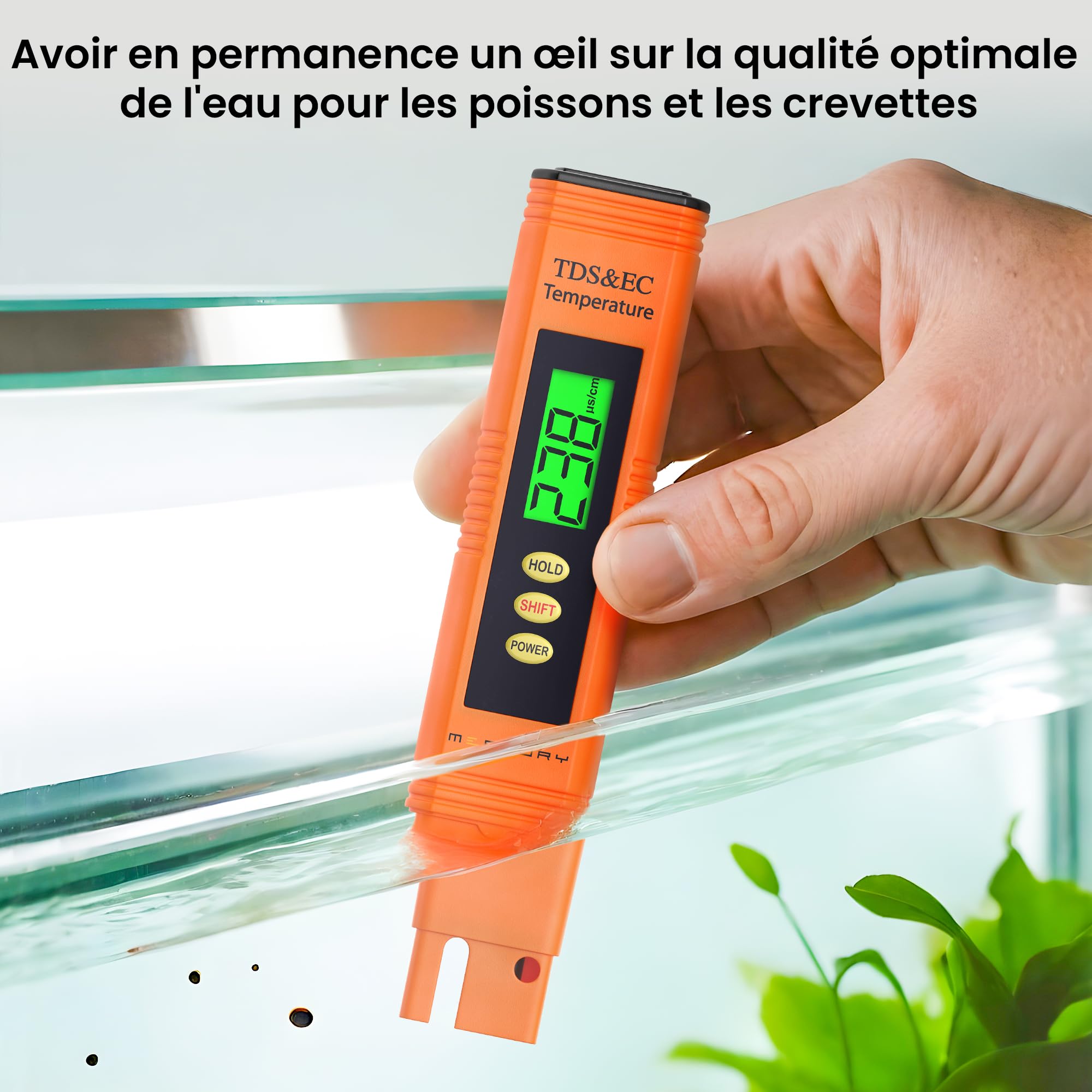 Measury Testeur TDS et Testeur EC - Conductimetre, Testeur Eau Aquarium, Testeur Eau Piscine - Testeur d'eau Potable