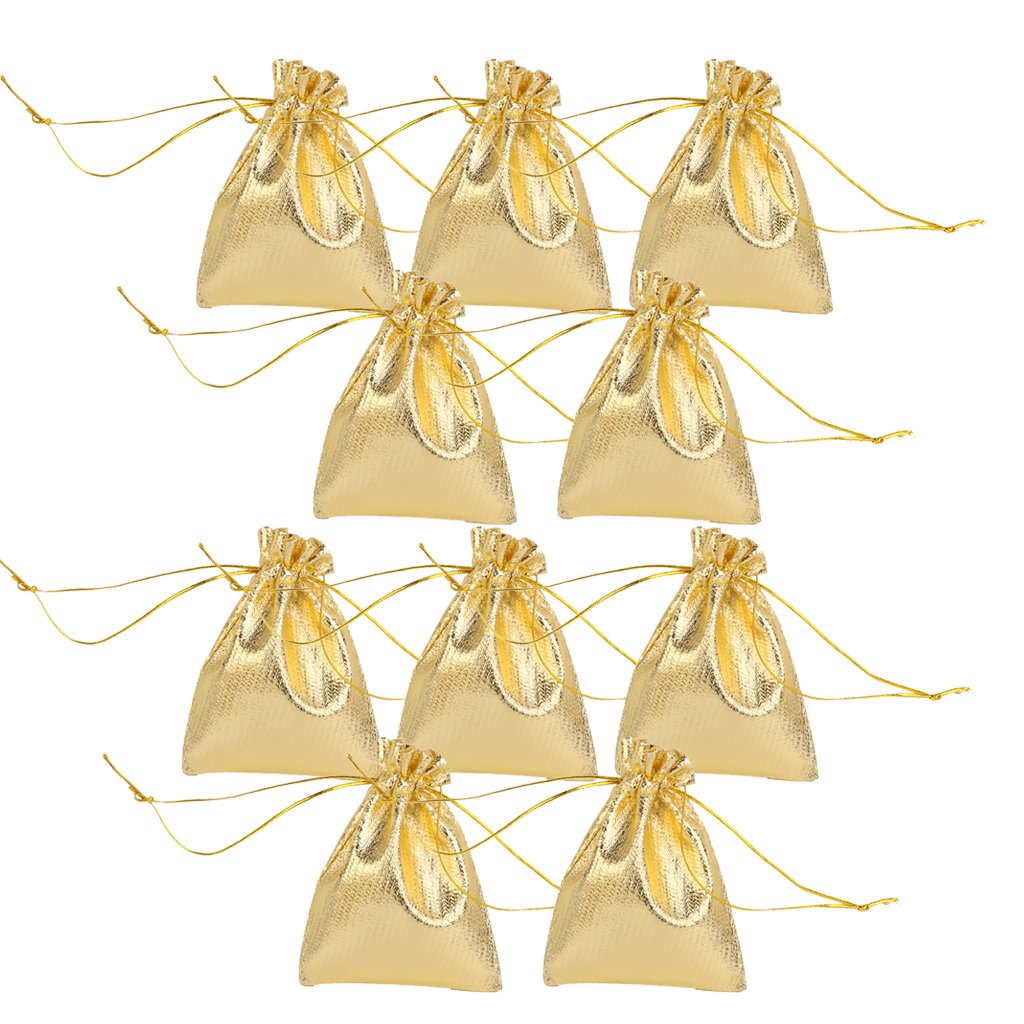 Importe Phenovo Organza Bags Jewelry Pouches Drawstring Gift Candy Bag 10PCS Gold