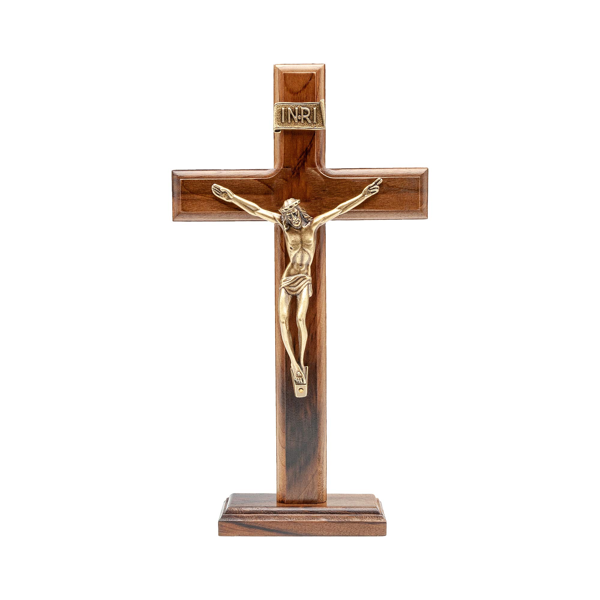 Intercession Traditional Wall and Table Wood Cross Crucifix (Antique Gold - 10 Inch)