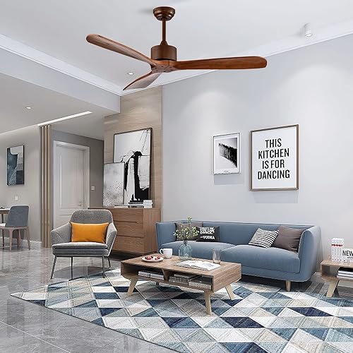 Miniatura 8 de COSTWAY Ventilador de techo de 52 pulgadas con control remoto, moderno ventilador de techo de granja con motor de CC reversible, temporizador de 1 a