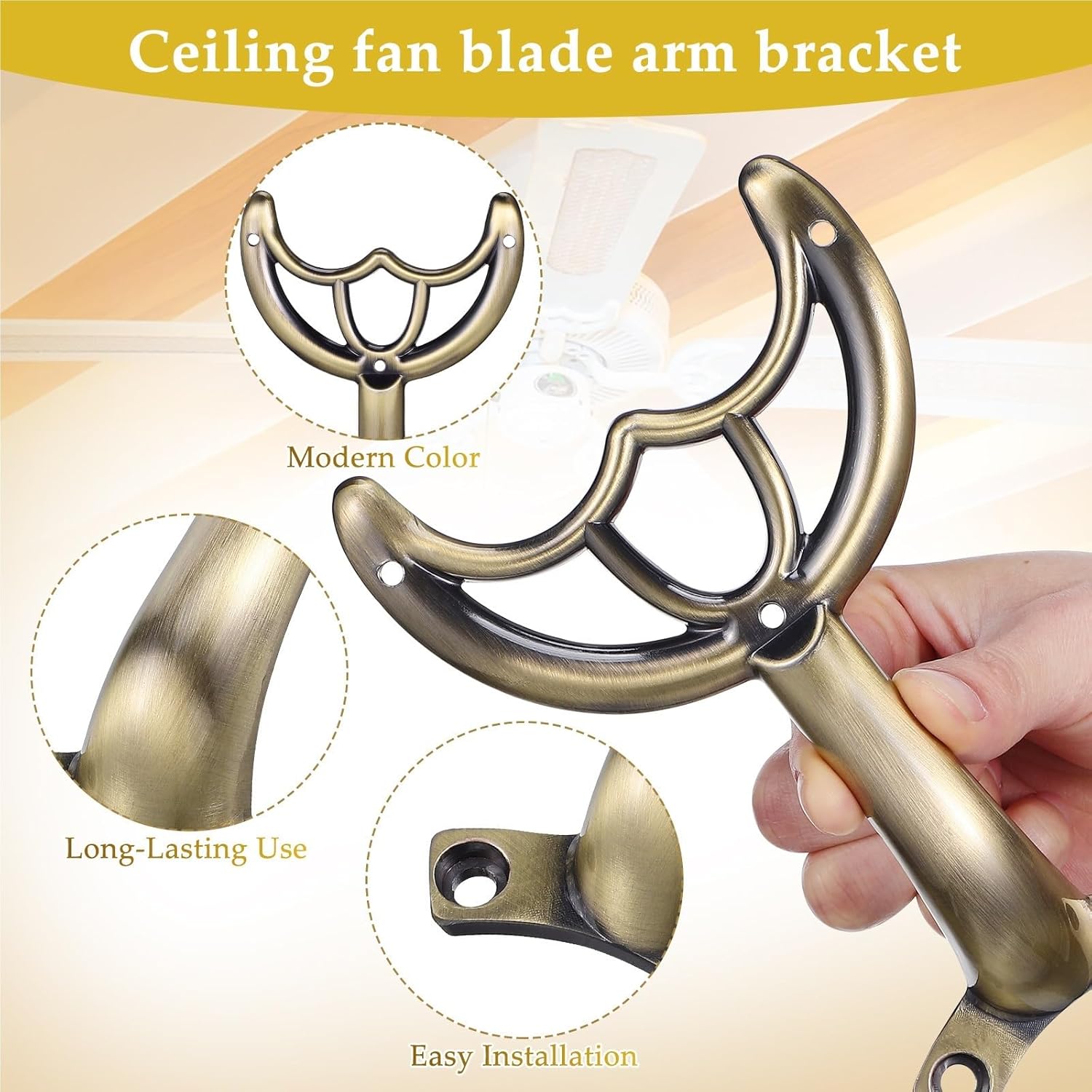 4PCS Replacement Arm Bracket Fan Blade Support Ceiling Components Hardware Parts Light Rod Accessories(Coffee)