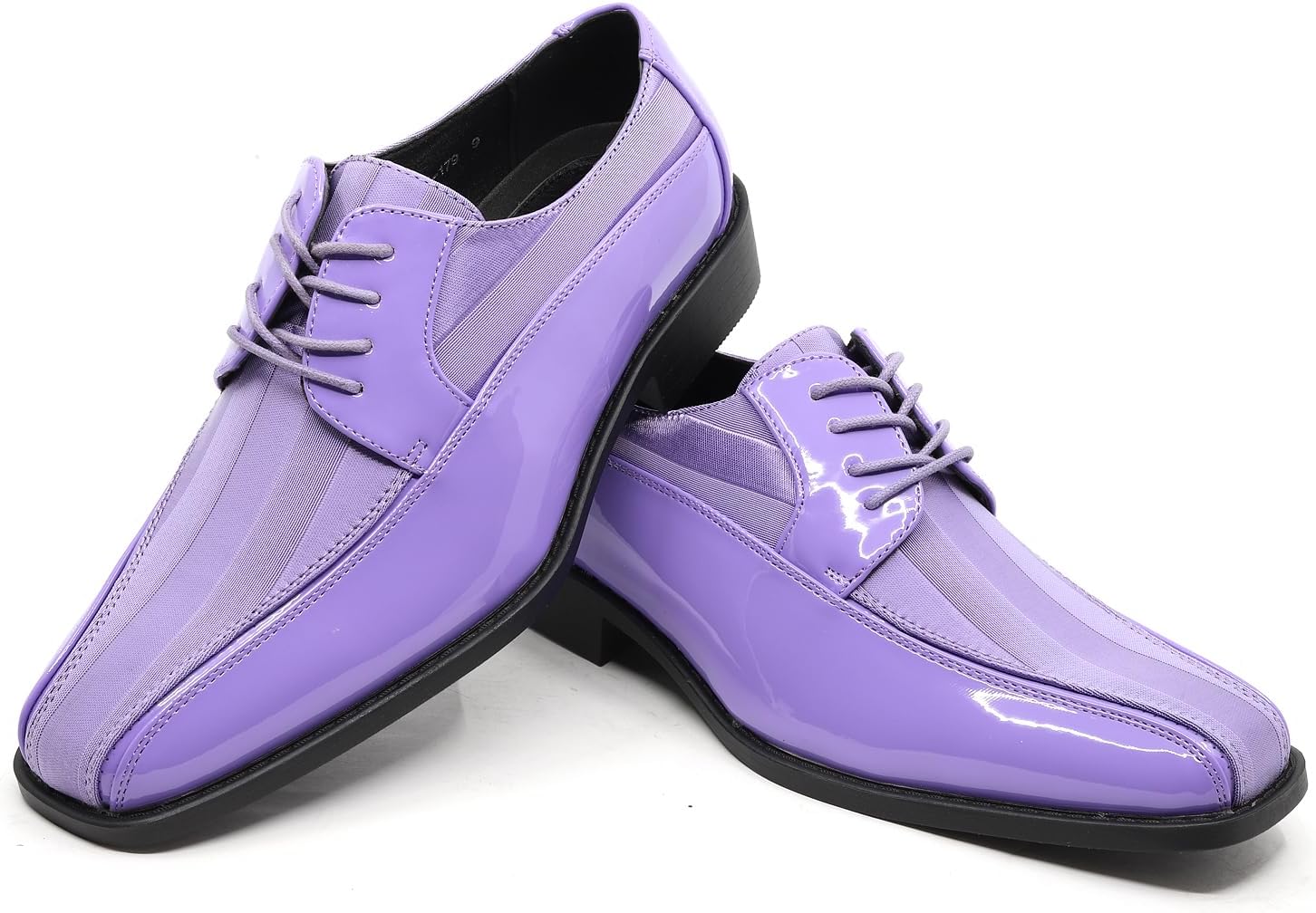 Men's Oxford Lace up Striped Satin Patent Tuxedo Dress Shoes MC-179 - Image 5