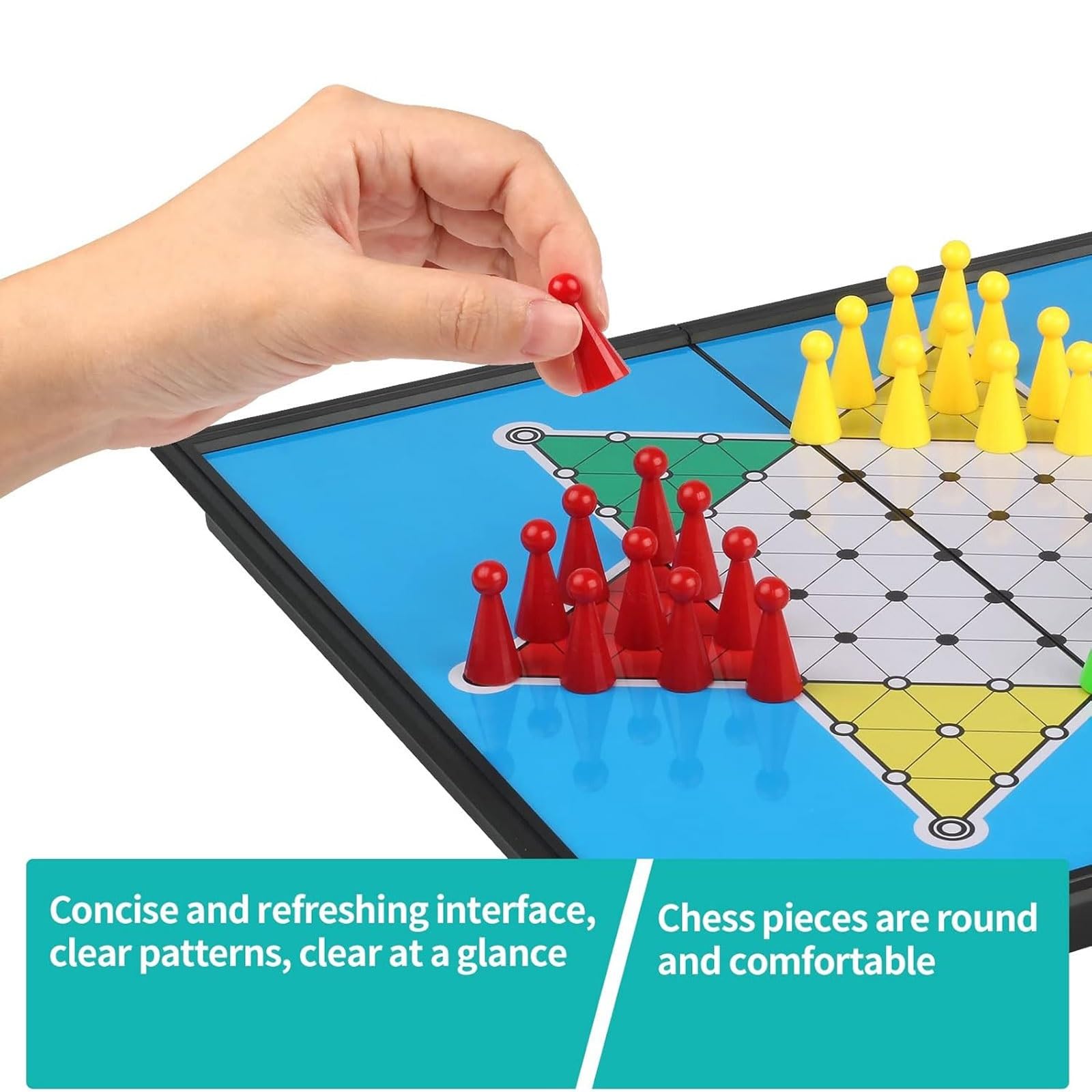 schachspiel Magnetisches Dame-Set, zusammenklappbar, tragbares Design, Reisebrettspiel for Kinder und Erwachsene, perfekt for Autofahrten und Familiencamping(32 * 32 * 2cm)