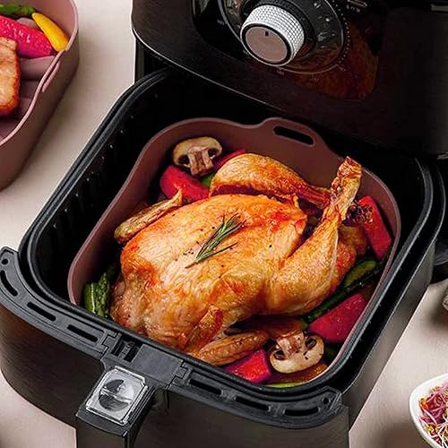 Miniatura 4 de Olla de silicona para freidora de aire, cesta de silicona para freidora de aire, accesorios de repuesto para revestimientos de papel (8.1 x 8.1