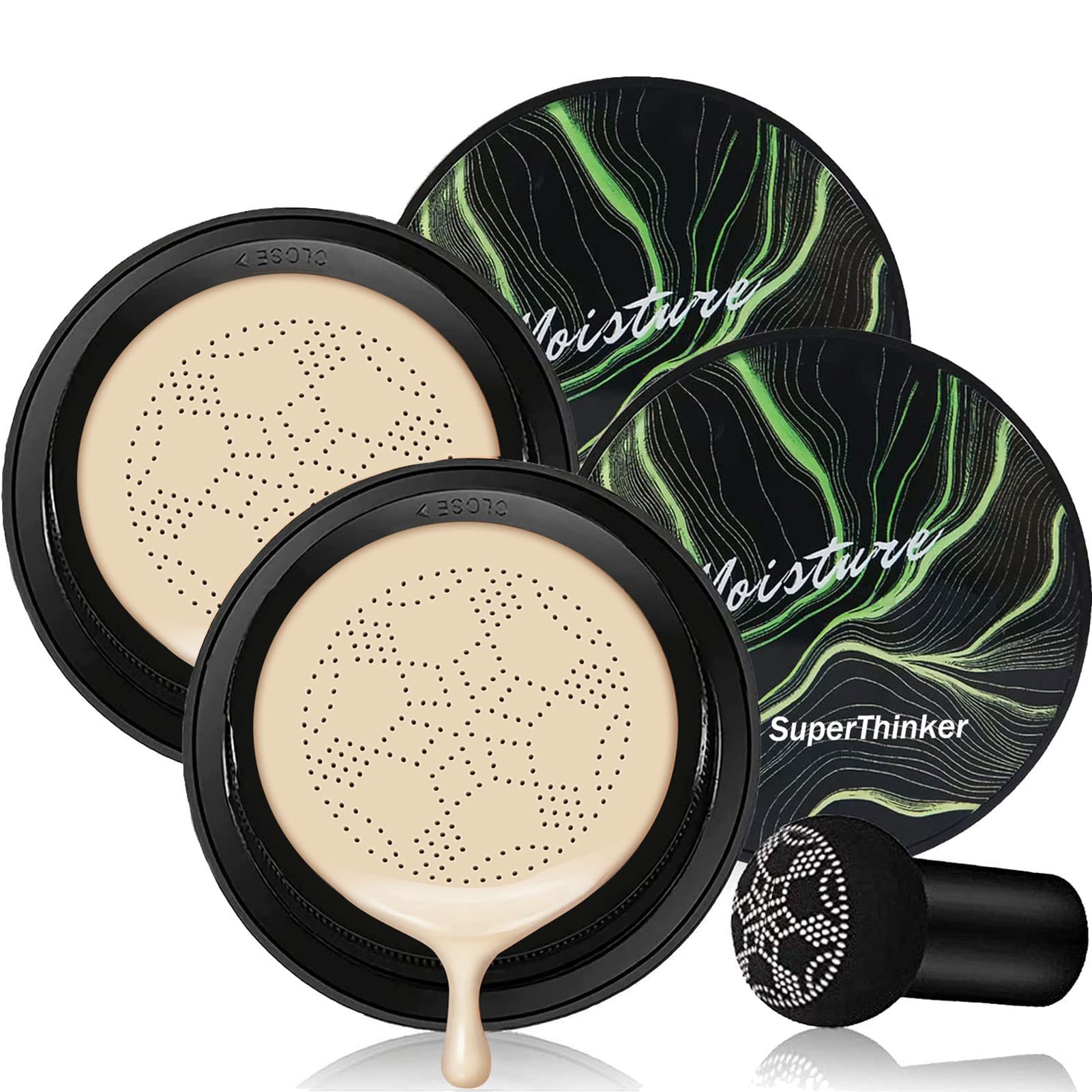 Air Cushion CC Cream Mushroom Head Foundation Makeup, BB Cream Face Makeup Foundation for Mature Skin, Moisturizing Natural Coverage, Tattoo cover up,