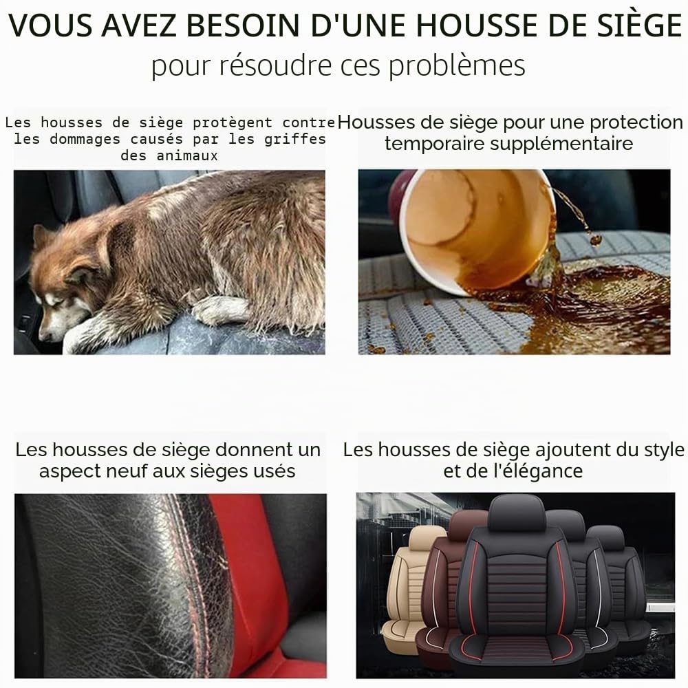 Lot de 2 Housses de siège Avant de Voiture, pour Citroen C5 Aircross 2018 2019 2020 2021 2022 2023 2025 Respirantes Antidérapantes Sièges Avant,A