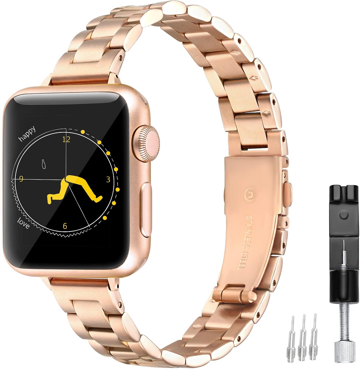 fastgo Compatible with Apple Watch Band 38mm 40mm 41mm 42mm 44mm 45mm 49mm Women Men, Stainless Steel Metal Watchband Strap Bracelet Skinny Replacement Wristband for iphone Iwatch Se/Series 8/7/6/5/4/3/2/1
