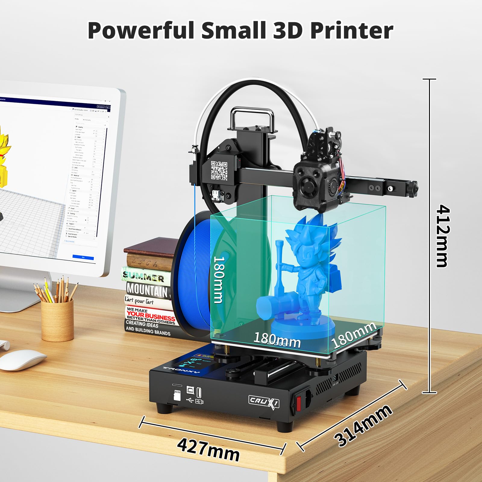 TRONXY Small High Speed 3D Printer, CRUX 1S Desktop Mini 3D
