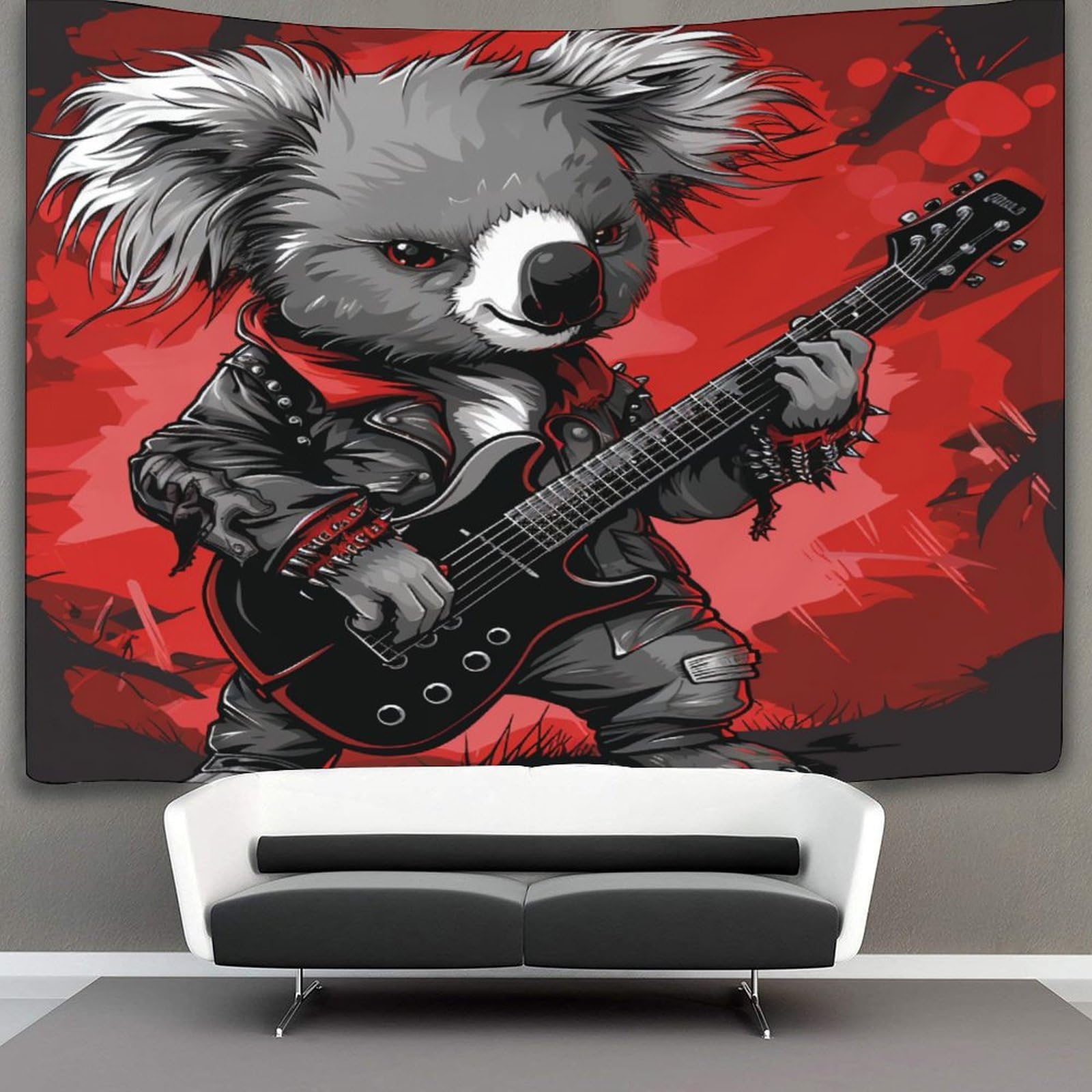 kaiyun Koala Playing Guitar Tapestry Wall Hanging,Animal for Bedroom Decor Birthday Party Celebration Or Garden Backdrop 130cmx150cm