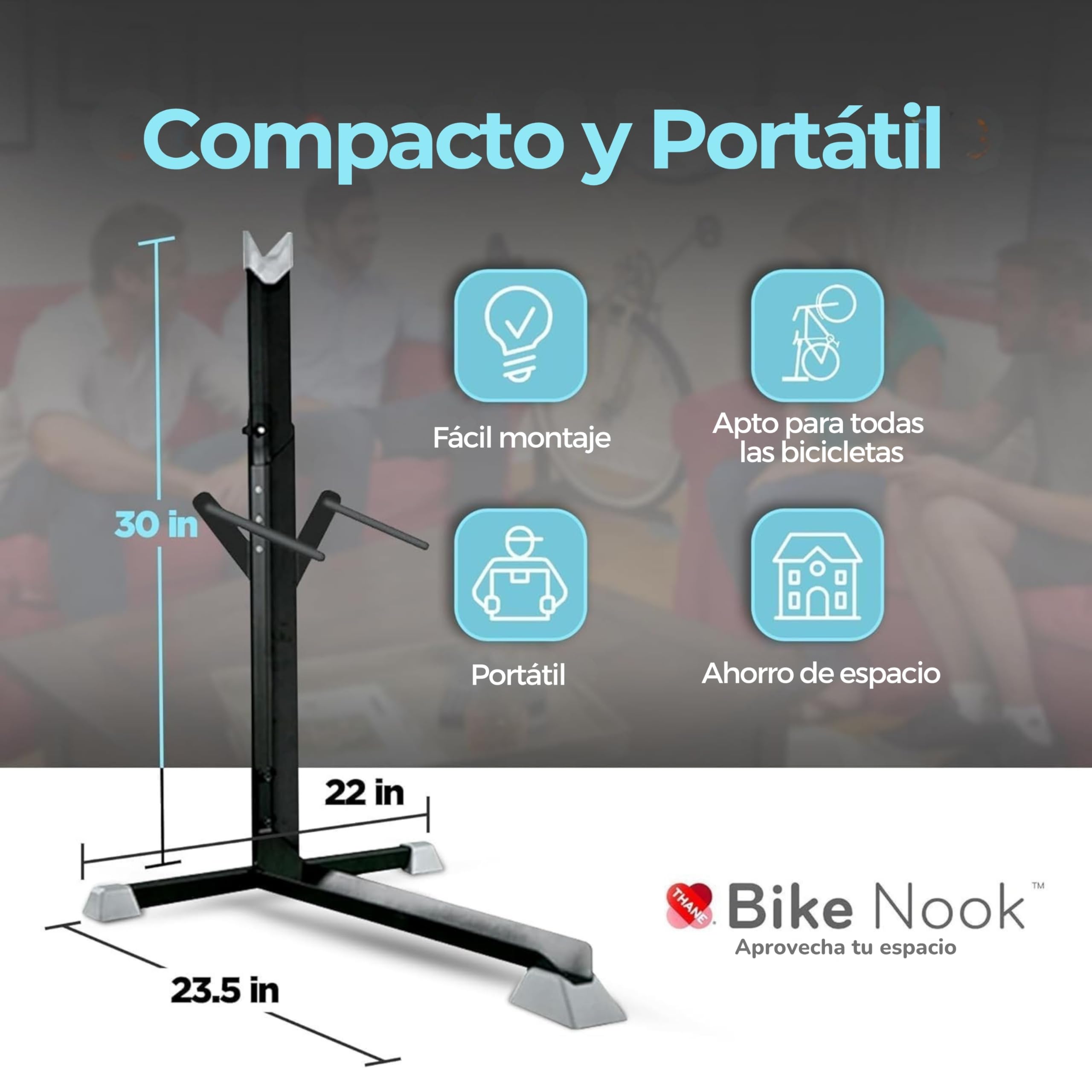 Bike Nook Pro Soporte Vertical De Suelo Para Bicicletas Estante Almacenamiento Interior Garaje Compatible Con Guardabarros Y Cestas Sin Taladros