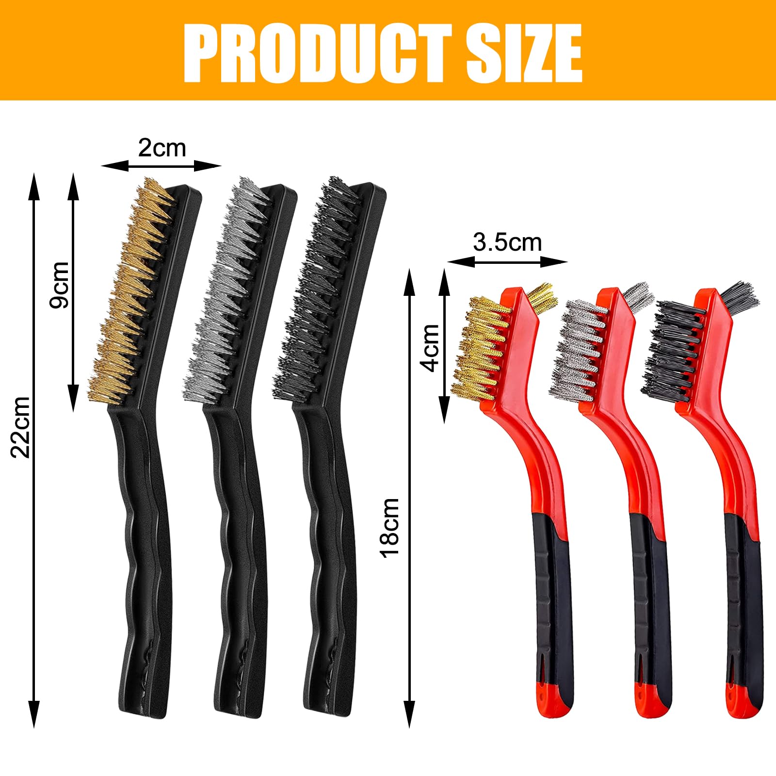 EDLMKM 6 Pcs Hand Wire Brush Set, WWire Brushes for Cleaning Rust WWire Brush for Rust Removal Brushes Stainless Steel Brushz - Image 2