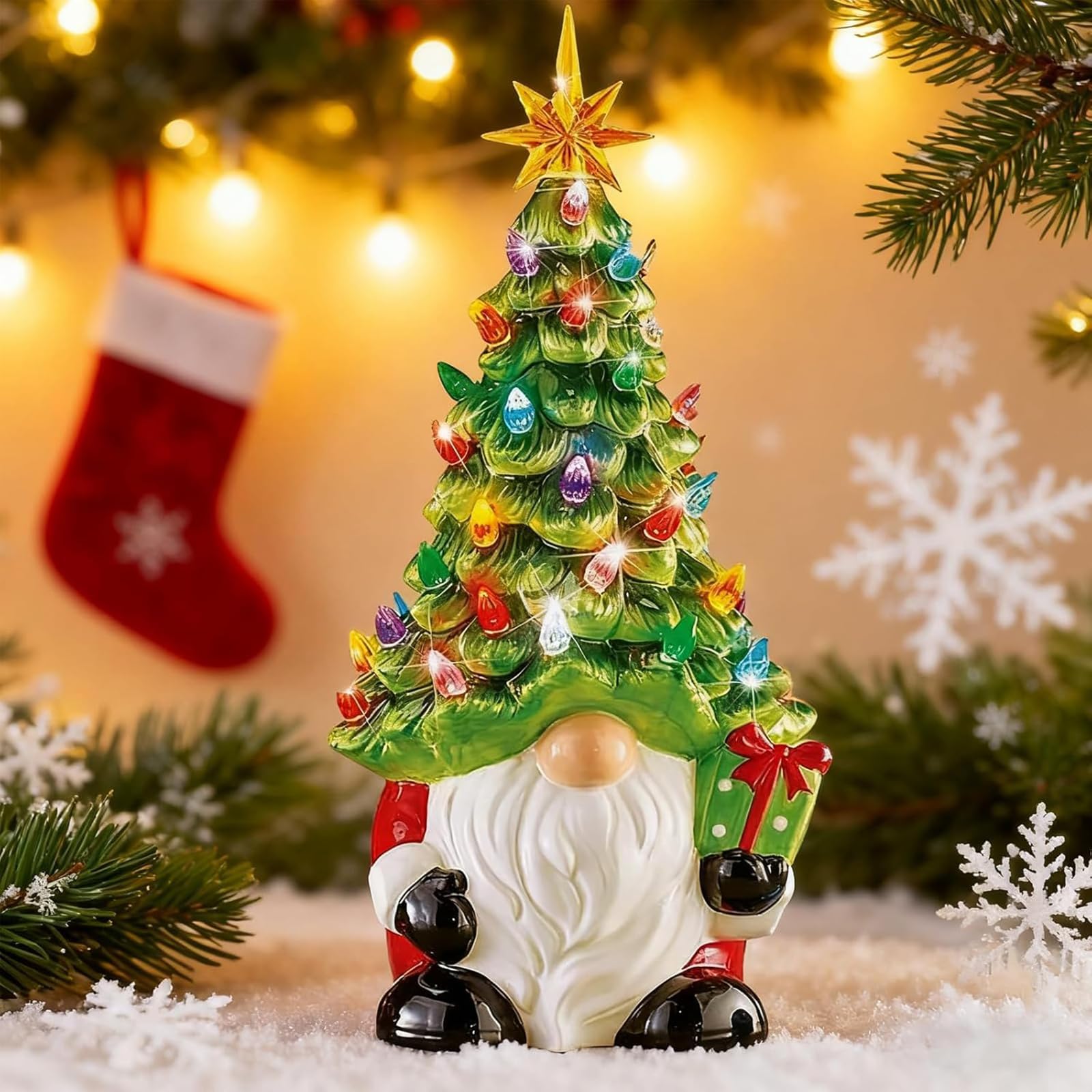 Gnome de Noël éclairé petite figurine pour manque de place sur la table