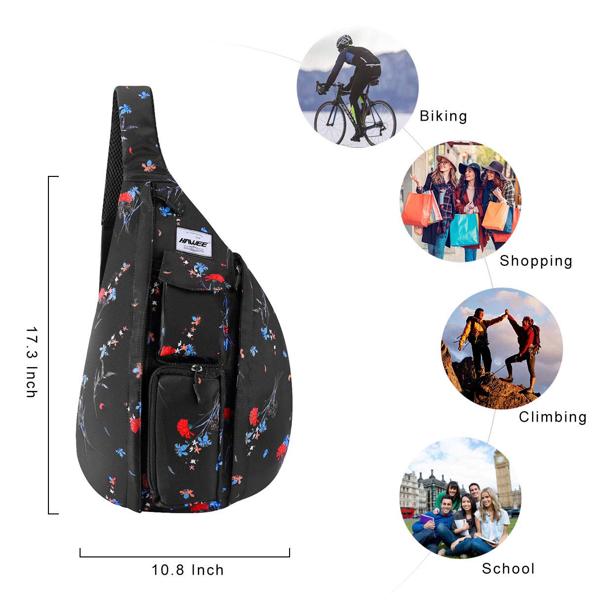 Sportivo Zaino Monospalla Viaggio Petto Borsa Monospalla Crossbody Zaino Spalla Antifurto Petto Borsa Spalla Casual per Uomo Donna Adolescenti Vita Lavoro Outdoor Viaggio Ciclismo