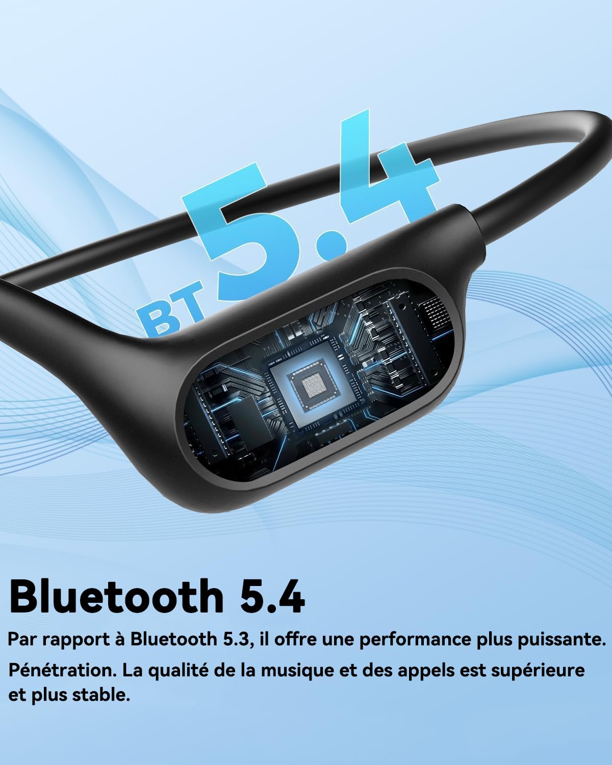 Casque Conduction Osseuse, Casque Natation, IPX8 Etanche sans Fil Bluetooth 5.4, Écouteur de Sport Ouvert avec Lecteur MP3 intégré 32G Mémoire pour la Natation, Le vélo, la Course à Pied