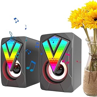 GUYOS RGB Desktop Speakers - RGB Speaker Multimedia Speakers - Computer Wired Speaker Desktop Speaker Multimedia USB Speaker With Lighted Effect For Music Device Jihui-uk