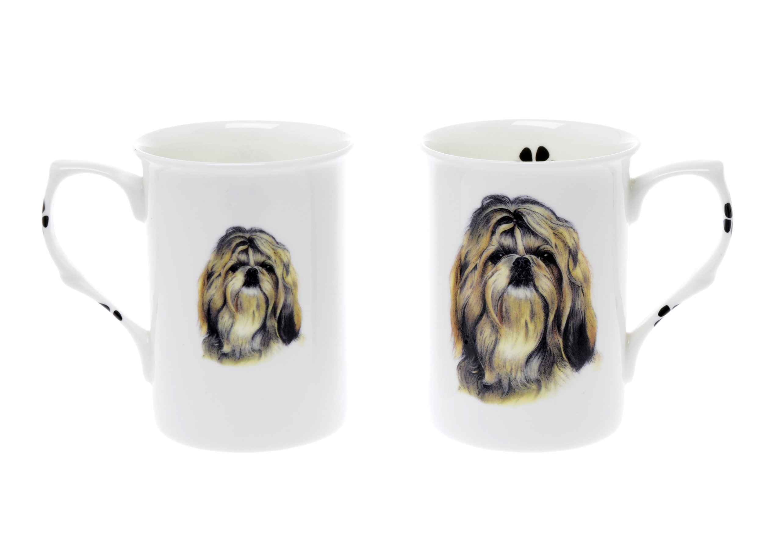 Hand Decorated- Kirsty Jayne China Ltd. (Bb52) Set Of 2 Bone China Beakers/Mugs Shih Tzu Dog Presentation Gift Boxed- Lovely Gift Kirsty Jayne China