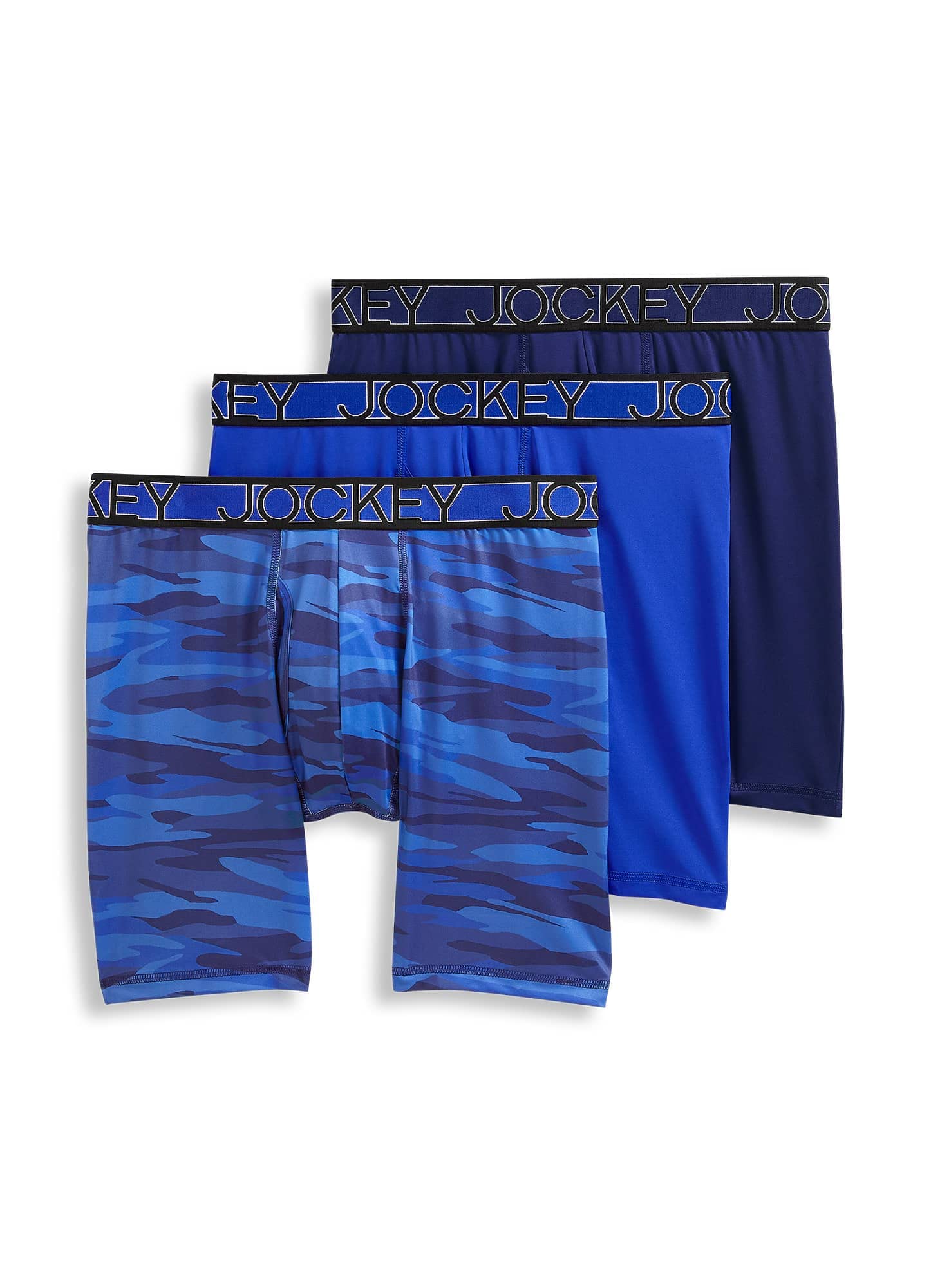 Jockey Men's Underwear Active Microfiber 9' Long Leg Boxer Brief - 3 Pack