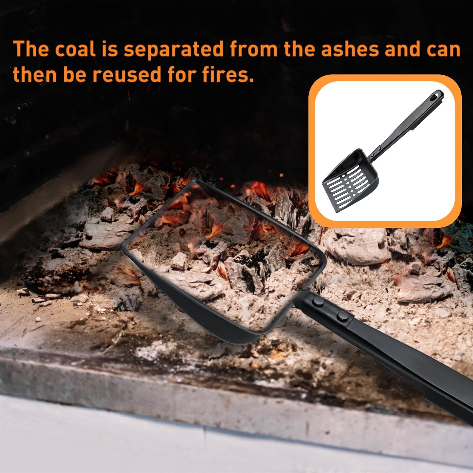 Metal Fireplace Ash Shovel, Hollow Out Wood Stove Ash Sifter, Iron Coal Shovel, Fire Pit Tools, Fireplace Ash Remover, Outdoor BBQ Grill Tools, Iron Ash Shovel, Ash Sifter Shovel