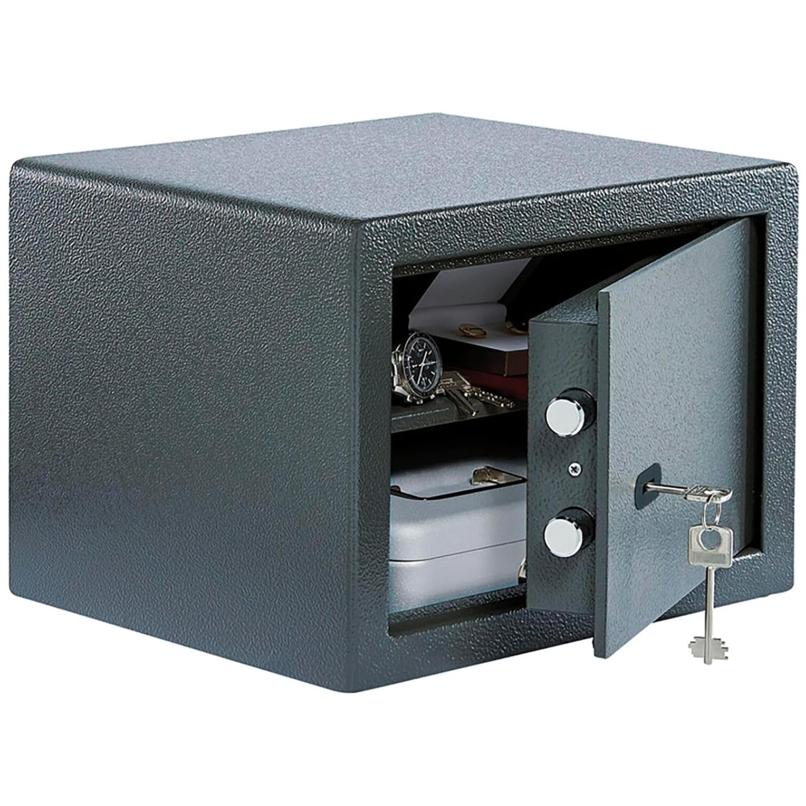 BURG-WÄCHTER - Caja fuerte para muebles con llave, incluye estante, fijación a la pared y al suelo, 20,6 L, 12,7 kg, Pure Safe PS 120 K, antracita