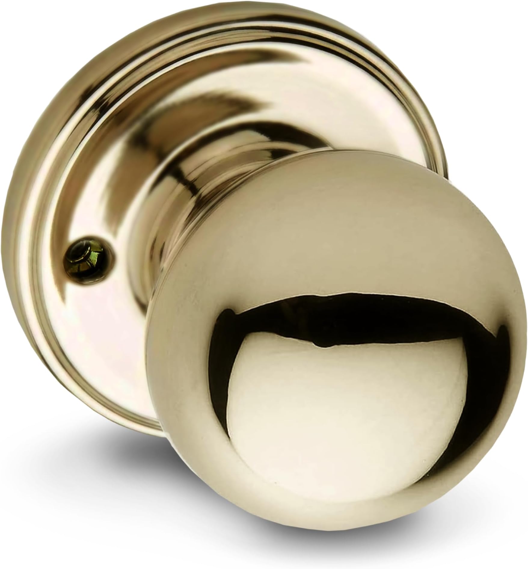 Copper Creek Dummy Interior Door Knob – ANSI Grade-3 Certified, Modern Heavy Duty Handle, Easy Install and Reversible for French Doors & Closets, Non Turning – Polished Brass (1 Pack)