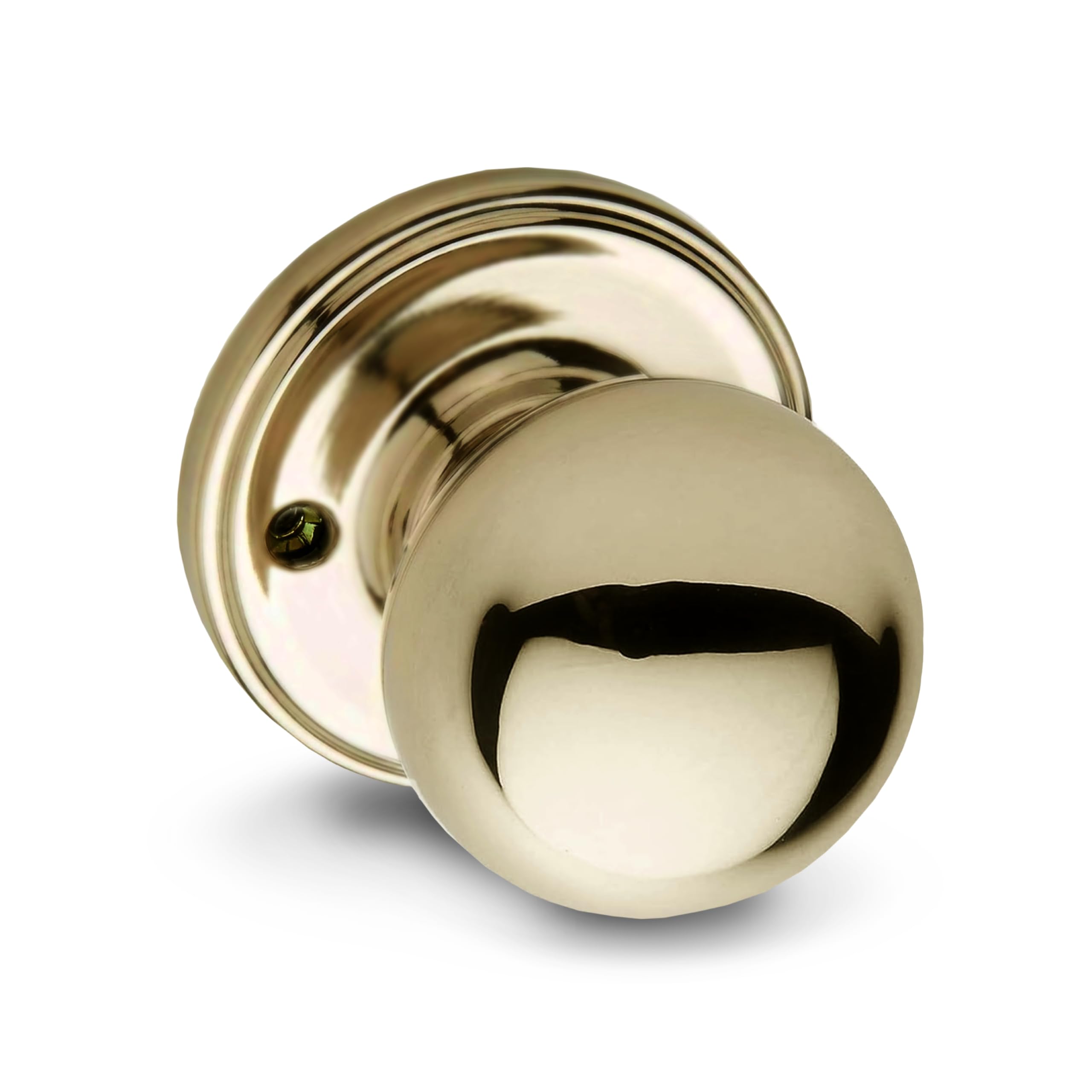 Copper Creek Dummy Interior Door Knob – ANSI Grade-3 Certified, Modern Heavy Duty Handle, Easy Install and Reversible for French Doors & Closets, Non Turning – Polished Brass (1 Pack)