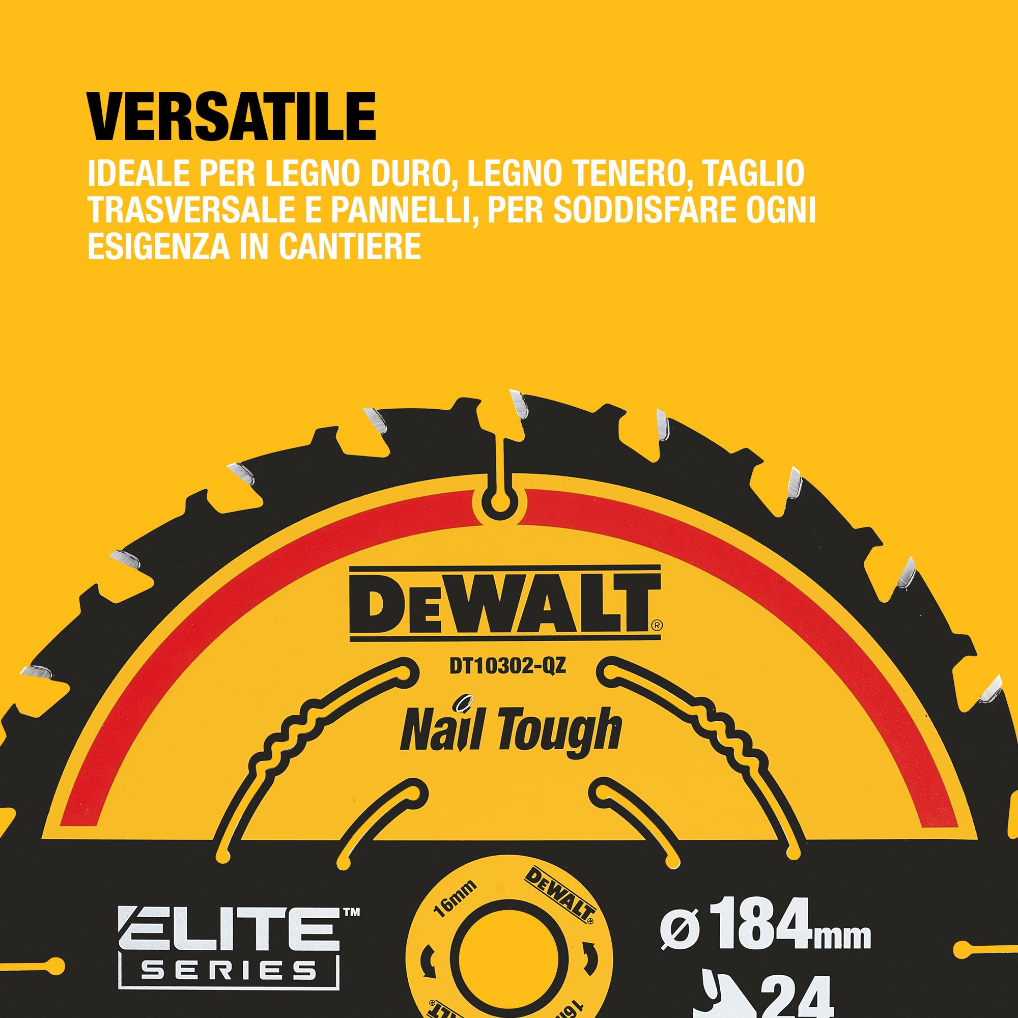 DEWALT Lama circolare Elite con diametro 184mm con foro da 16mm e 24 denti, DT10302-QZ