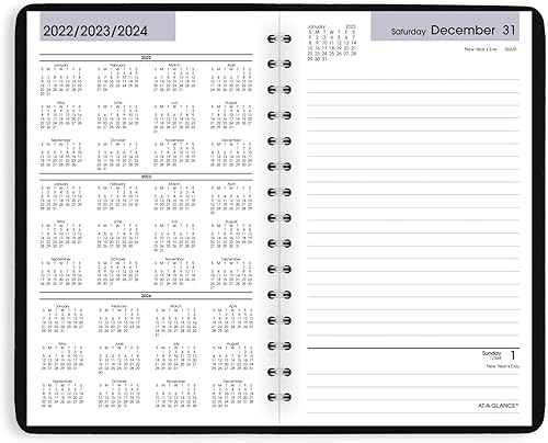 Miniatura 5 de AT-A-GLANCE Agenda diaria 2023, DayMinder, 5 x 8 pulgadas, pequeña, programación abierta, piel sintética, negro (SK4600)