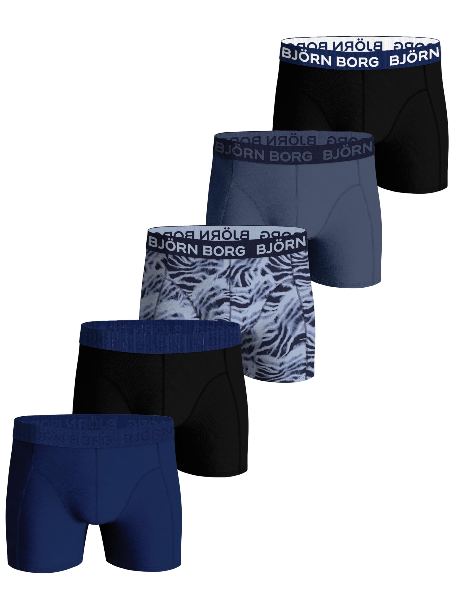 Bjorn Borg Cotton Stretch Boxers 5 Pack-Navy Mix-Small