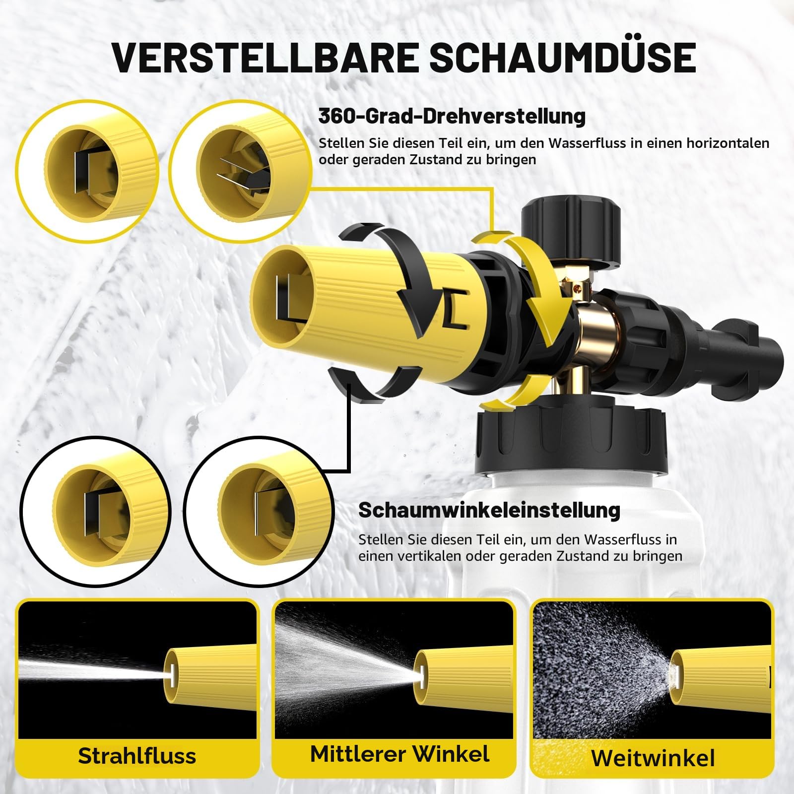 OHAYORI Schaumlanze für Kärcher K2 K3 K4 K5 K6 K7 Hochdruckreiniger, Ersatzkanone Verbesserter Anschluss & Stromversorgung Dicker Seifenspender Einstellbare Sprühdüse, Hochleistungs-Autowaschpistole