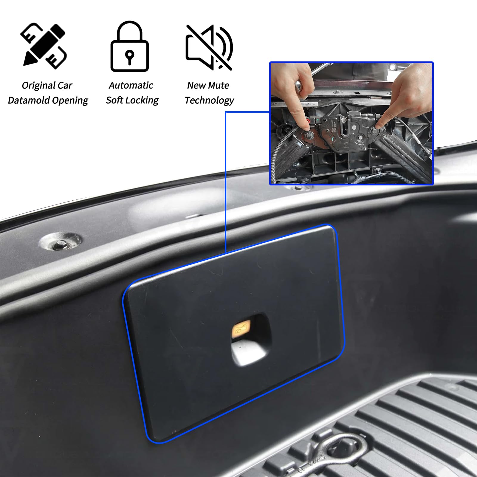 Onlysay Power Frunk chiusura morbida per Tesla Modello Y Baule anteriore Chiusura automatica Coperchio di aspirazione elettrica Chiusura automatica più vicina 2021 2022 2023 2024