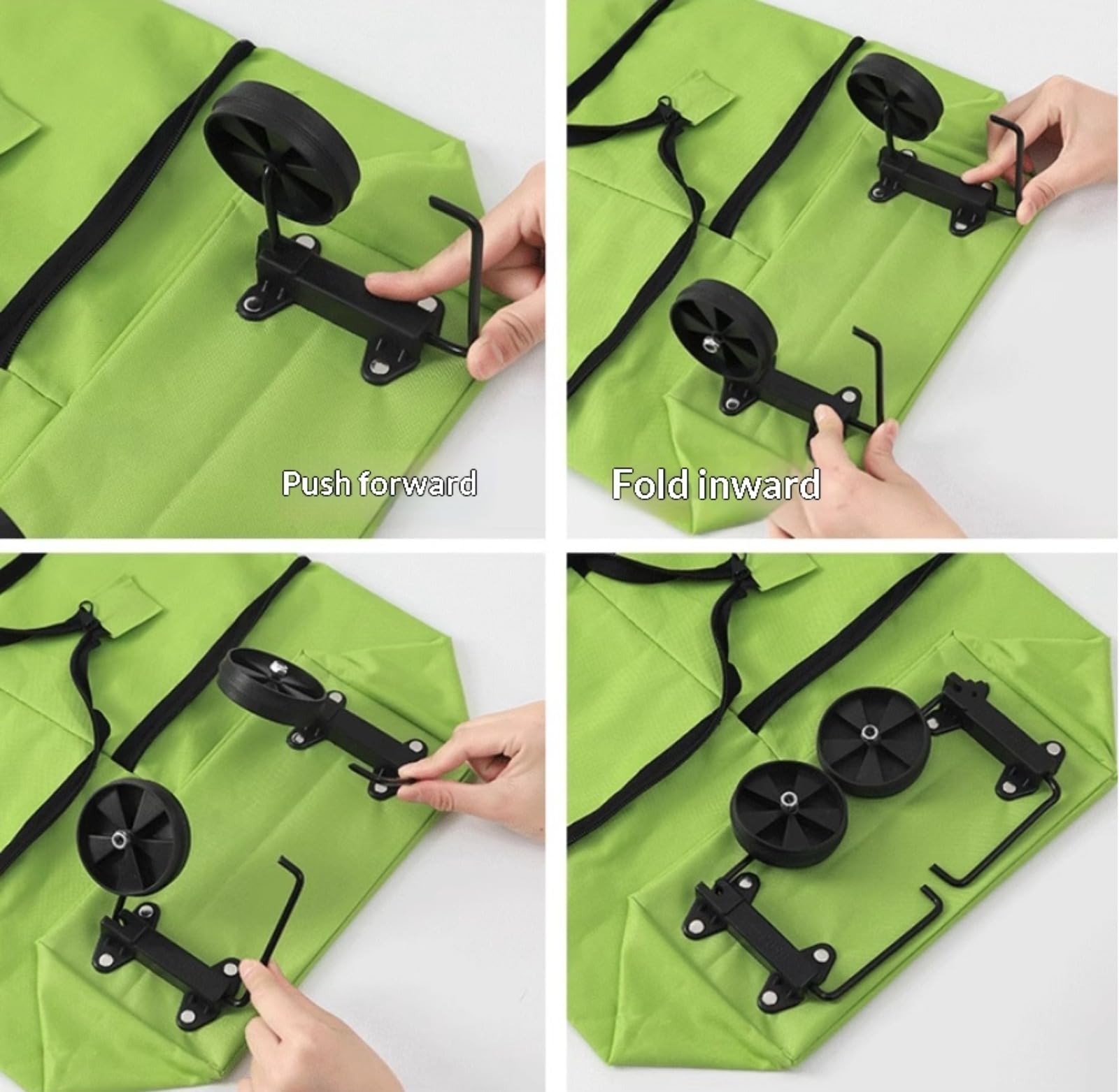 Carrello da spesa portatile, carrello pieghevole leggero con ruote, per uso domestico, per prelevare i pacchi, piccolo triciclo (nero).