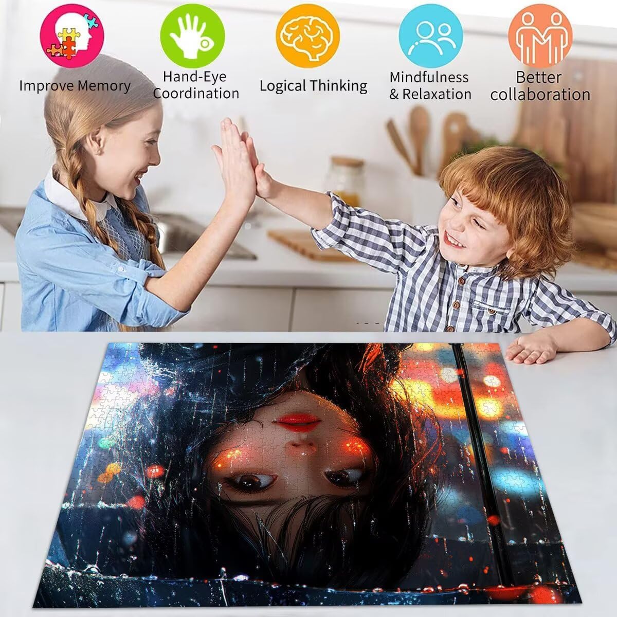 Ragazza Jigsaw Puzzle Adulti 5000 pezzi Jigsaw Puzzles Classici Arte Impossibili Grandi Dimensioni Cartone Animato per Adulti e Ragazzi Divertimento Giochi Rilassamento e Intelligence 105x156cm t-773