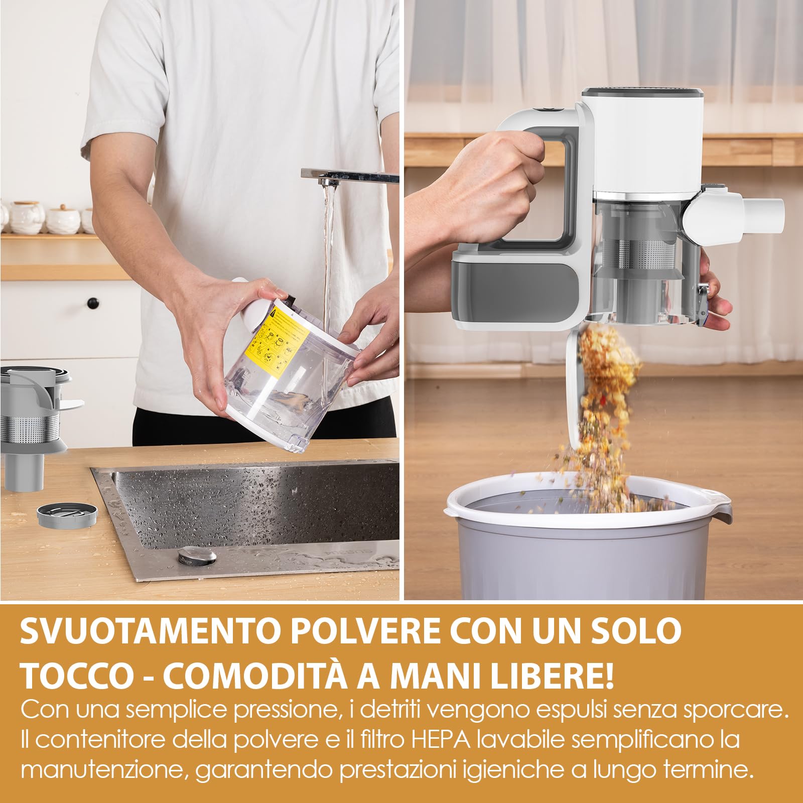 VersLife S6PRO Aspirapolvere Senza Fili 30KPa, Scopa Elettrica Senza Fili, Aspirazione Potente con Design Senza Spazzole, Autonomia 30 Minuti, Filtro HEPA, per Pavimenti e Peli di Animali Domestici