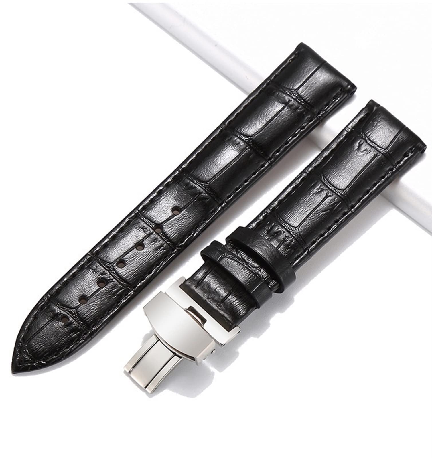 CARZE Uhrengurt echtes Lederband Edelstahl Schmetterlingsschnalle Accessoires for Männer und 19 mm 20 mm Accessoires ansehen