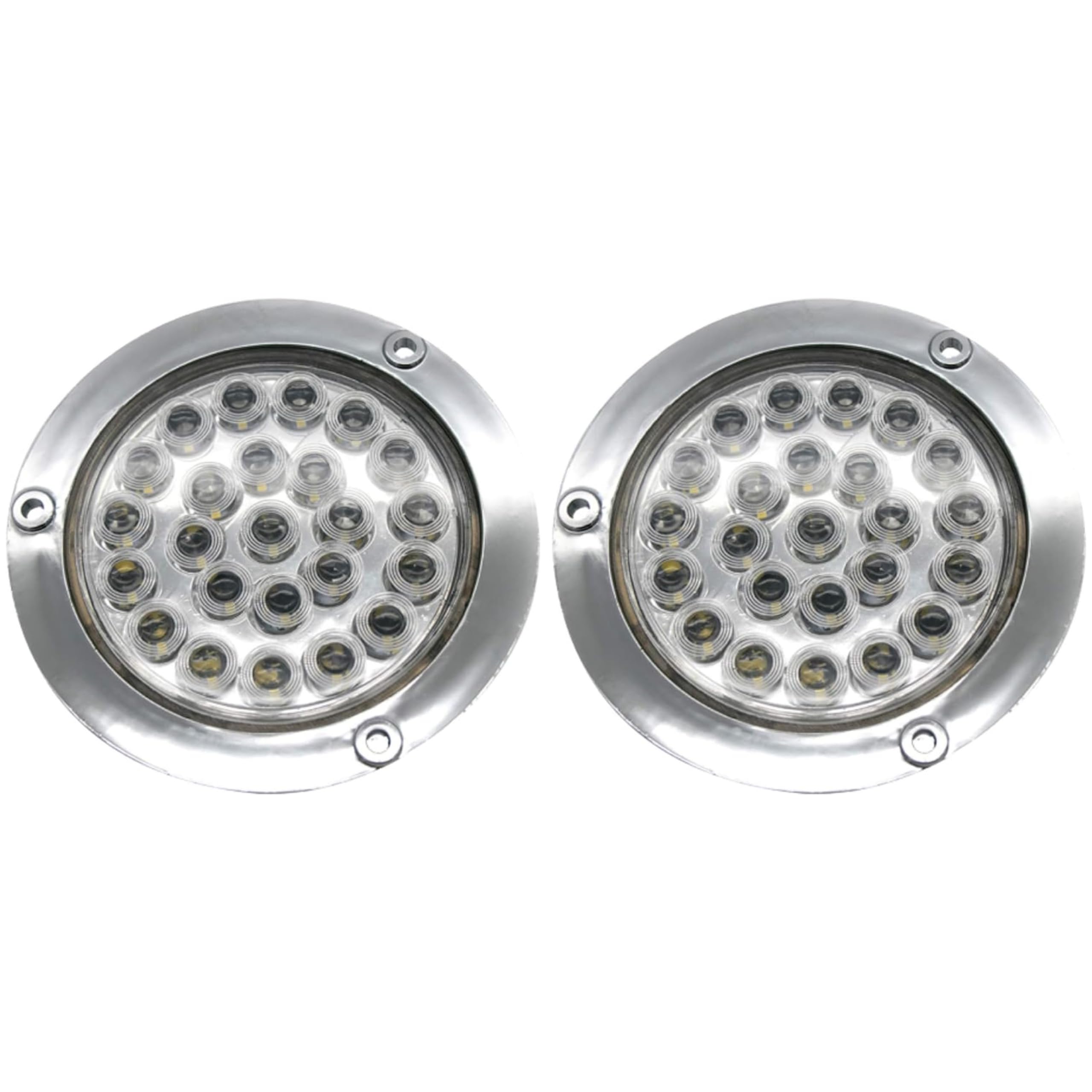 4 Led Tail Light 4" Round LED Trailer Tail Lights - Chrome Bezel, Flange Mount, 2 White Reverse Lights Included 4 Inch Round Led White Reverse Lights - Foto 9