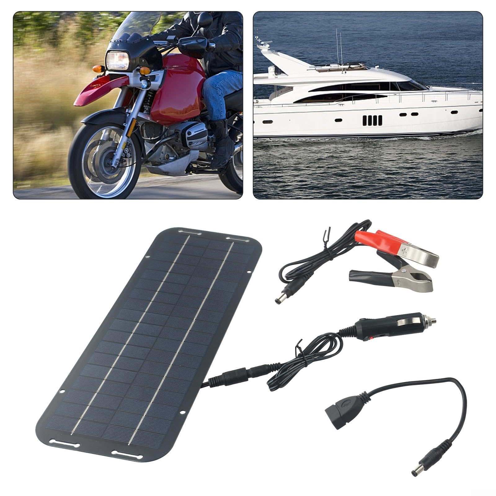 Chargeur de batterie solaire de voiture 60 W 12 V, mainteneur de batterie de voiture, panneau solaire amorphe portable de 60 W, kit de secours avec clip pour voiture, camping-car, caravane, van,