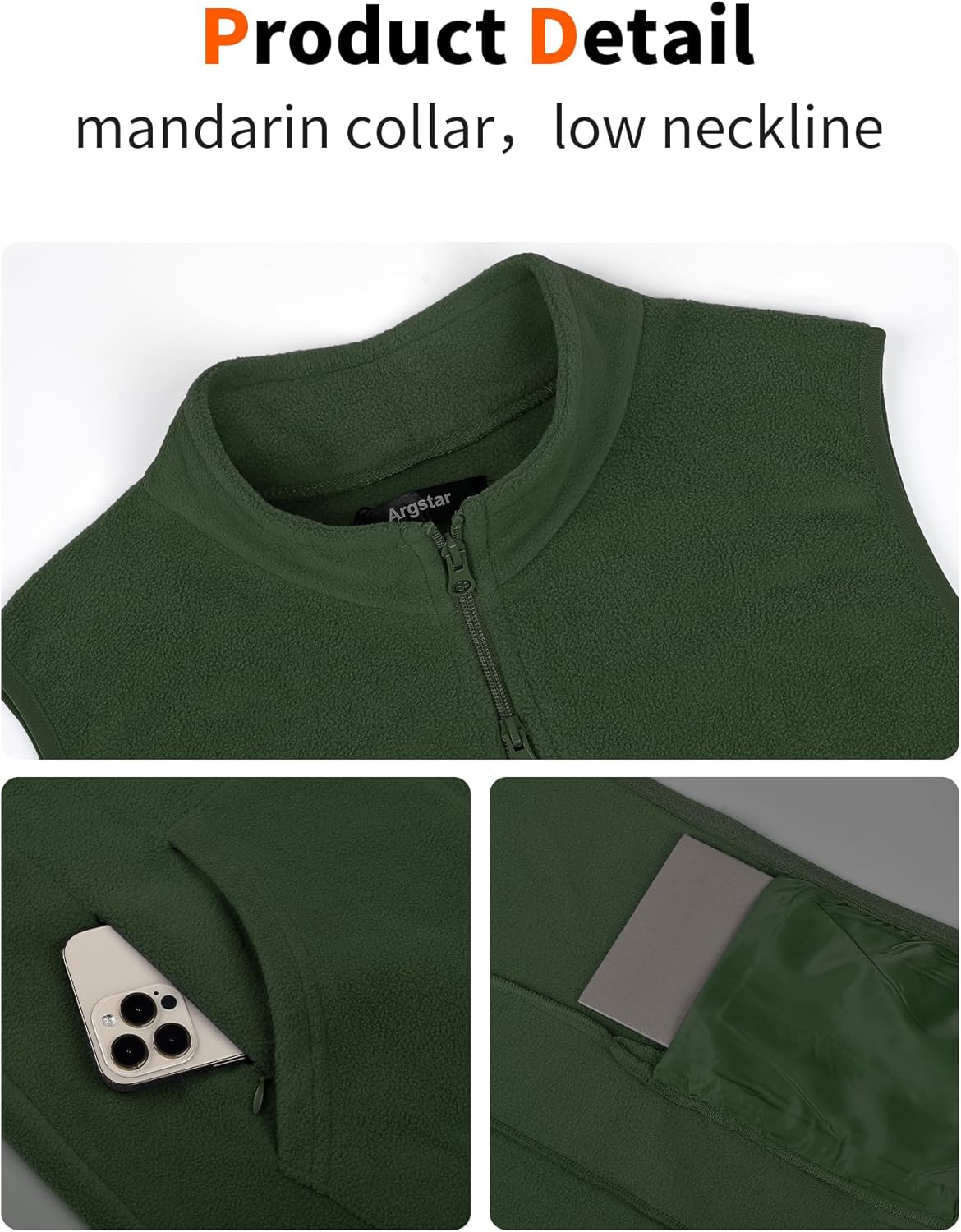 Argstar Polar Fleece Vest Men, Warm & Lightweight Casual Outdoor Full-Zip Vest with Pockets (S-2XL) - Image 7