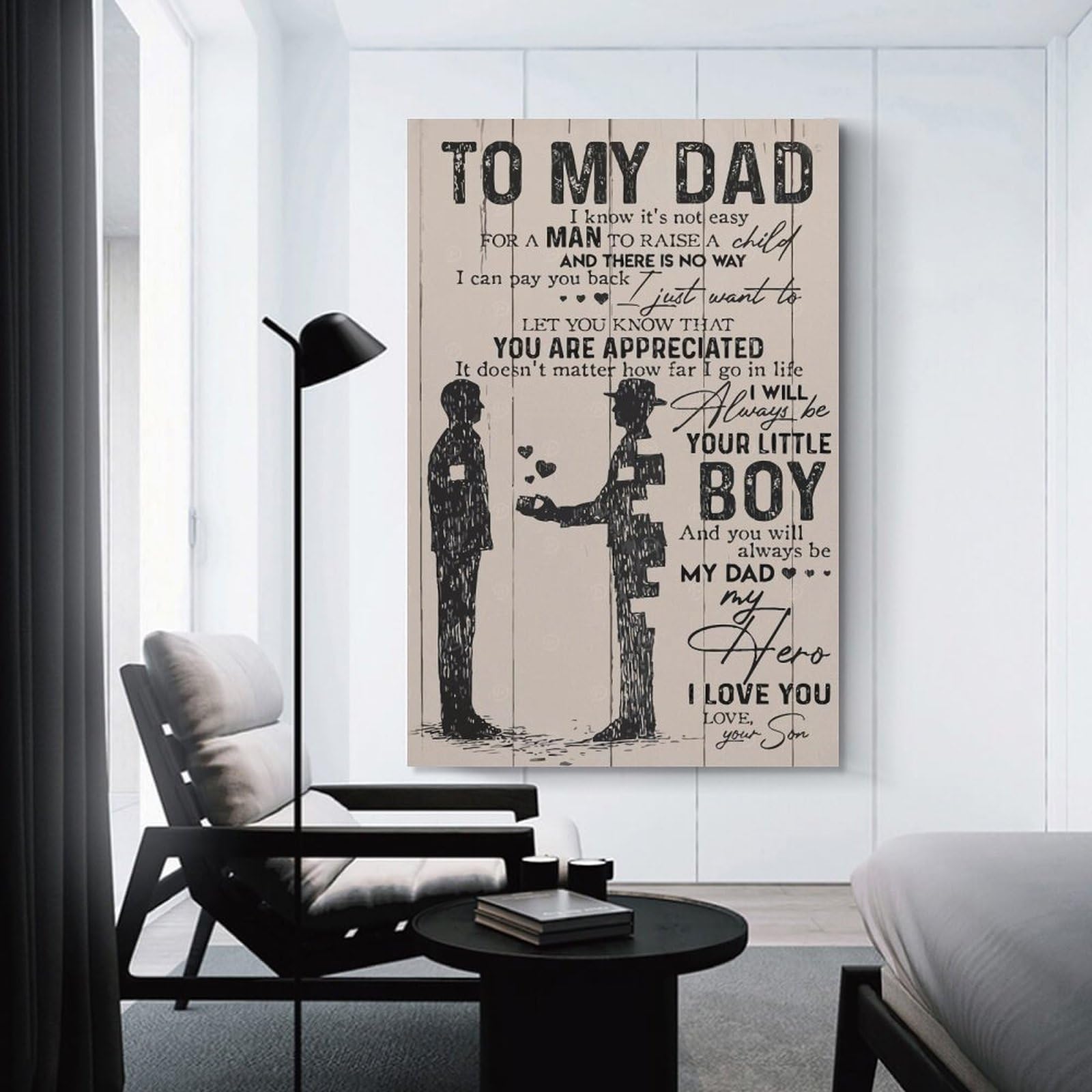 Junmoney to My Dad Home Decor Wall Art 20x30inch(50x75cm), for Office, Study Or Home Workspace, Home Office Artwork with Decorative Appeal
