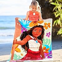 Official Disney Moana Kids Beach & Bath Towel - 100% Cotton, Soft Absorbent 29x59 Inch Pool Towel for Children