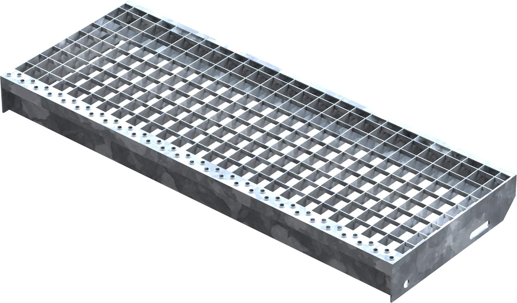 Fenau | Escalón de rejilla (R11) XSL - Dimensiones: 800 x 305 mm - MW: 30 mm / 30 mm - galvanizado en caliente, Escalón de acero según norma DIN, Antideslizante