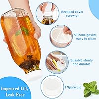 Vista 2 de Syntic Botellas de leche de vidrio cuadrado de un litro con tapa hermética, tapa de rosca resistente 100% a prueba de fugas, botellas de jugo