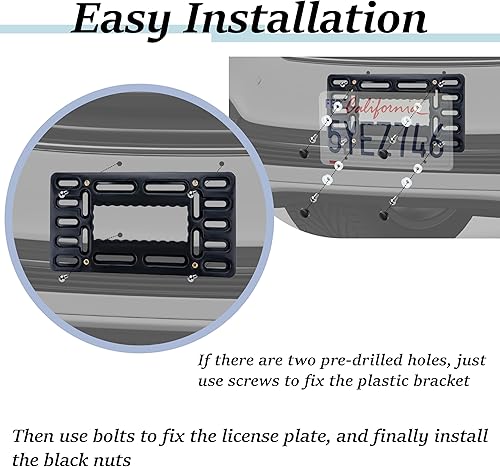 Miniatura 4 de Soporte para placa de matrícula, soporte frontal para matrícula, sin taladro, soporte de placa frontal sin taladro, soportes para placas de